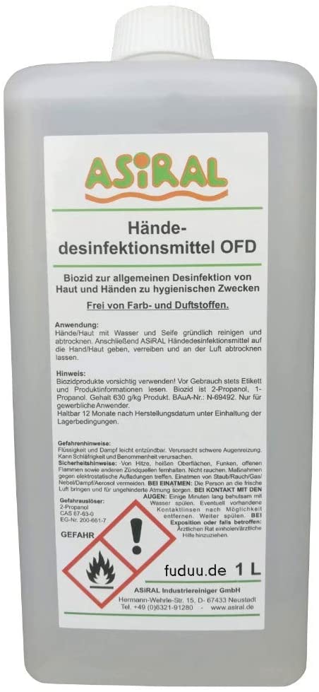 Fuduu.de - Händedesinfektionsmittel OFD, 1 Liter Flasche
