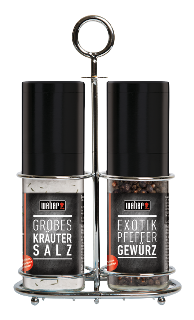 Weber - 2er-Geschenkset: Premium Grobes Kräutersalz 80 g & Exotik Pfeffer Gewürz 32 g