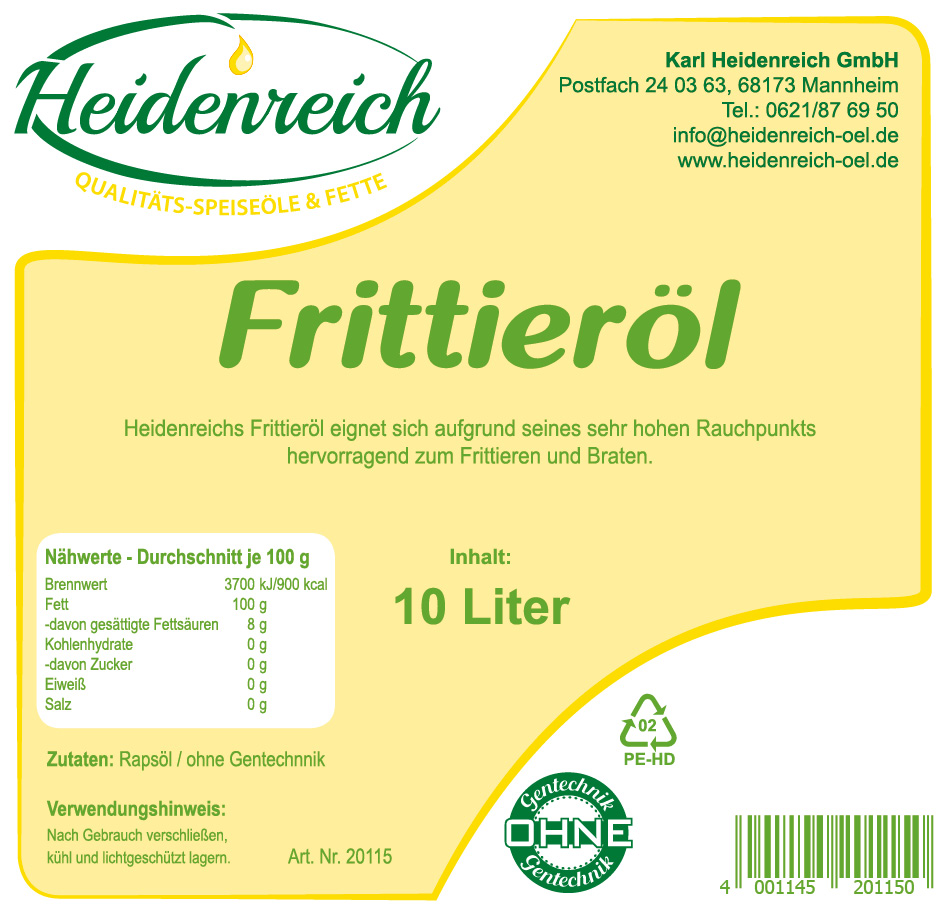 Heidenreich - Frittieröl, 10 l Kanister Heidenreich - Frittieröl, 10 l Kanister