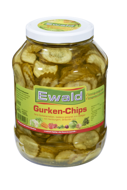 Ewald - Gurken-Chips, 2450 g Glas Ewald - Gurken-Chips, 2450 g Glas